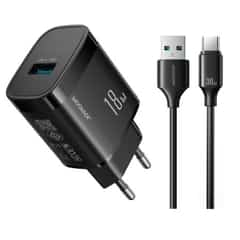 Joyroom 18W Fast Charger with 1 m USB-A to USB-C Cable, Black