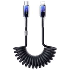 Joyroom Crystal-Clear 30W USB-C to Lightning Coiled Cable, 1.5 m, Black