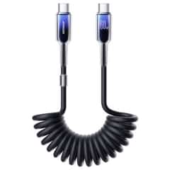 Joyroom Crystal-Clear 60W USB-C to USB-C Coiled Cable, 1.5 m, Black