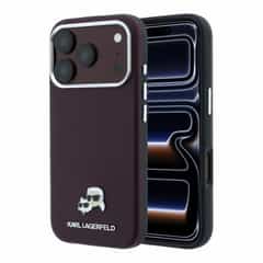 Karl Lagerfeld PU Grained Semi Wrap K&CH Heads MagSafe Case for Apple iPhone 17 Pro and Apple iPhone 18 Pro in Red