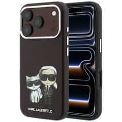 Karl Lagerfeld PU Semi Wrap Smooth Sketch Bodies MagSafe Case for iPhone 17 Pro and iPhone 18 Pro, Red