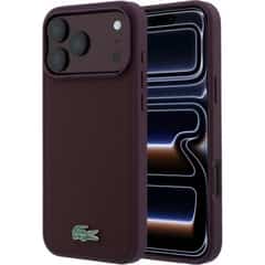 Lacoste Petit Pique Semi-Wrap Embossed MagSafe Case for iPhone 17 Pro and iPhone 18 Pro, Red