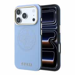 Guess Semi Wrap Perforated 4G Logo MagSafe Back Cover for iPhone 18 Pro, Blue
