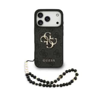 Guess 4G Metal Logo iPhone 17 Pro / 18 Pro Case – With Lanyard – Black