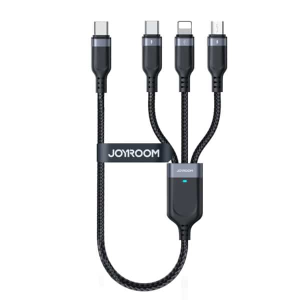 Joyroom Multi-Use 3.5A 3-in-1 Cable: Type-C to Lightning, Type-C, and Micro-USB, 03m, Black, 1.jpg
