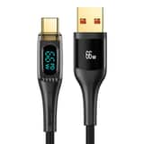 Variation USAMS 66W USB-A naar USB-C kabel 1.2m – Digitaal Display – Zwart