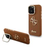 Variation Guess 4G Logo met Camerastand functie iPhone 15 Pro Max hoesje – Bruin