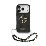 Variation Guess 4G Metal Logo iPhone 17 Pro hoesje – Met Polskoord – Zwart