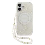 Variation Guess IML Flowers Allover iPhone 17 hoesje – Met MagSafe en Koord – Wit