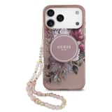 Variation Guess IML Flowers iPhone 17 Pro Max hoesje – Met MagSafe en Koord – Roze