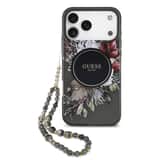 Variation Guess IML Flowers iPhone 17 Pro Max hoesje – Met MagSafe en Koord – Zwart