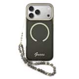 Variation Guess IML Glitter Script Strap MagSafe Hoesje iPhone 17 Pro Max – Zwart
