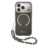 Variation Guess IML Glitter Script Strap MagSafe Hoesje iPhone 17 Pro – Zwart