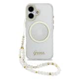Variation Guess IML Glitter Script Strap MagSafe Hoesje iPhone 17 – Transparant