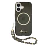 Variation Guess IML Glitter Script Strap MagSafe Hoesje iPhone 17 – Zwart