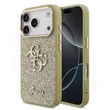 Variation Guess PU Fixed Glitter 4G Metal Frame Hoesje iPhone 17 Pro – Goud