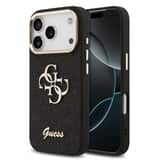 Variation Guess PU Fixed Glitter 4G Metal Frame Hoesje iPhone 17 Pro – Zwart