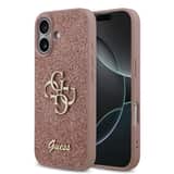 Variation Guess PU Glitter 4G Metal Logo iPhone 17 Hoesje – Roze