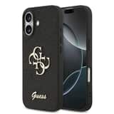 Variation Guess PU Glitter 4G Metal Logo iPhone 17 Hoesje – Zwart