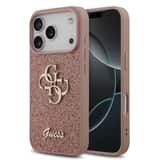 Variation Guess PU Glitter 4G Metal Logo iPhone 17 Pro Hoesje – Roze