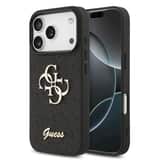 Variation Guess PU Glitter 4G Metal Logo iPhone 17 Pro Hoesje – Zwart