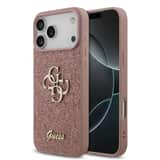 Variation Guess PU Glitter 4G Metal Logo iPhone 17 Pro Max Hoesje – Roze