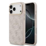 Variation Guess PU Leather 4G Gold Frame MagSafe Hoesje iPhone 17 Pro Max – Roze