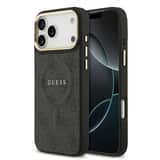 Variation Guess PU Leather 4G Gold Frame MagSafe Hoesje iPhone 17 Pro Max – Zwart