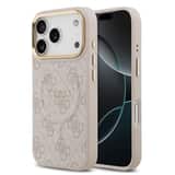 Variation Guess PU Leather 4G Gold Frame MagSafe Hoesje iPhone 17 Pro – Roze