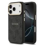 Variation Guess PU Leather 4G Gold Frame MagSafe Hoesje iPhone 17 Pro – Zwart