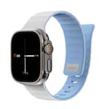 Variation WiWU Mag Secur Magnetisch Siliconen Bandje voor Apple Watch (44/45/46/49 mm) – Grijs en Blauw