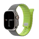 Variation WiWU Mag Secur Magnetisch Siliconen Bandje voor Apple Watch (44/45/46/49 mm) – Grijs en Groen