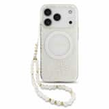 Variation Guess IML Flowers Allover Strap MagSafe-hoesje voor iPhone 18 Pro en iPhone 17 Pro wit