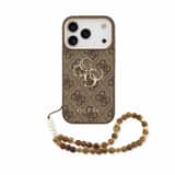 Variation Guess PU 4G Metal Logo Strap hoesje voor iPhone 17 Pro en iPhone 18 Pro bruin