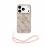 Variation Guess 4G Metal Logo Strap backcover voor iPhone 18 Pro en iPhone 17 Pro, roze
