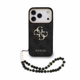 Variation Guess PU 4G Metal Logo Strap backcover voor iPhone 17 Pro en iPhone 18 Pro zwart