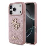 Variation Guess PU Fixed Glitter 4G Metal Frame Hoesje iPhone 18 Pro / 17 Pro – Roze