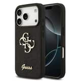 Variation Guess PU Fixed Glitter 4G Metal Frame Hoesje iPhone 18 Pro / 17 Pro – Zwart