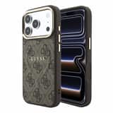 Variation Guess 4G Gold Frame MagSafe hoesje voor iPhone 17 Pro Max en iPhone 18 Pro Max, bruin