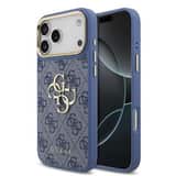 Variation Guess PU Leather 4G Metal Logo Gold Frame Hoesje iPhone 18 Pro Max / 17 Pro Max – Blauw
