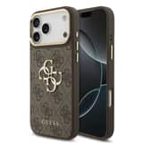 Variation Guess PU Leather 4G Metal Logo Gold Frame Hoesje iPhone 18 Pro Max / 17 Pro Max – Bruin