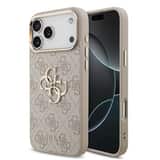 Variation Guess PU Leather 4G Metal Logo Gold Frame Hoesje iPhone 18 Pro Max / 17 Pro Max – Roze
