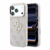 Variation Guess PU 4G Strass Metal Logo backcover voor iPhone 17 Pro Max en iPhone 18 Pro Max roze