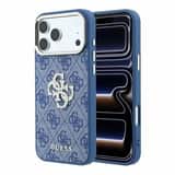 Variation Guess 4G Strass Metal Logo backcover voor iPhone 17 Pro en iPhone 18 Pro in blauw