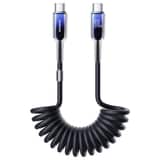 Variation Joyroom Crystal-Clear 60W USB-C naar USB-C spiraalkabel 1,5 m zwart