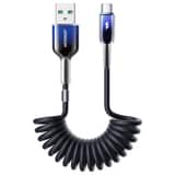Variation Joyroom Crystal-Clear USB-A naar USB-C spiraalkabel 3A 1,5 m zwart