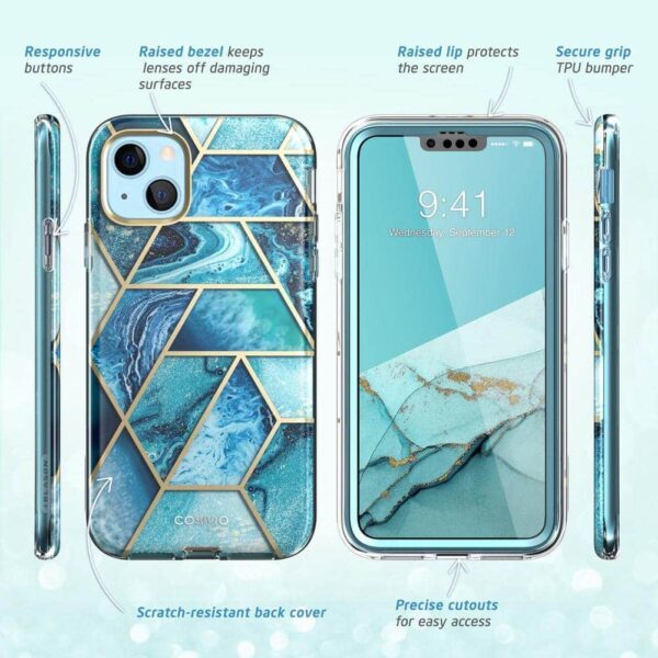 Cosmo 360 Smartphone Case with Screen Protector iPhone 13 - Marble Ocean - Image 7