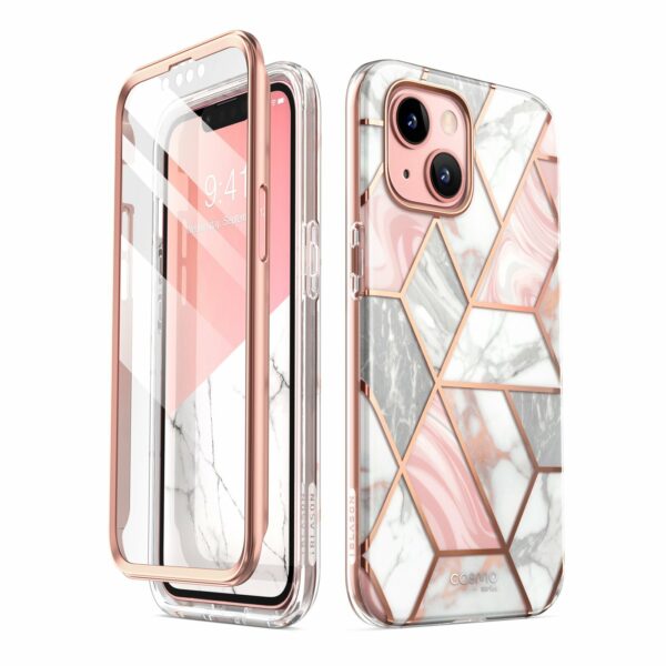 Cosmo 360 Phone Case with Screen Protector iPhone 13 - Marble White