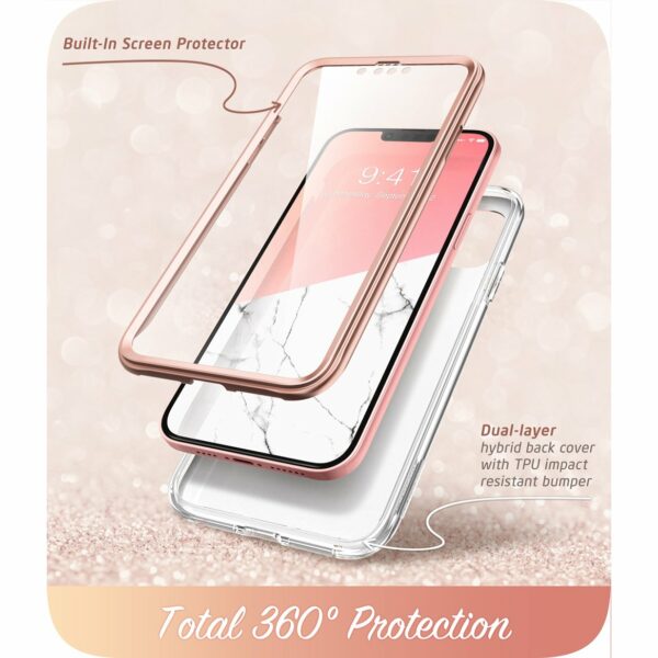 Cosmo 360 Phone Case with Screen Protector iPhone 13 - Marble White - Image 3