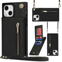 Solidenz Fashion Wallet with lanyard iPhone 13 Mini – Black